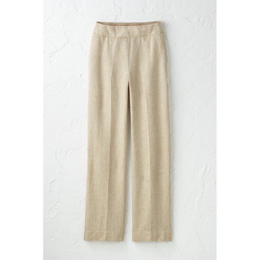 Coldwater Creek Womens Flax Beige 100% Linen Wide Leg Pants 16P New